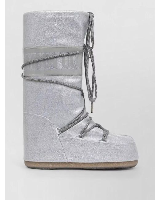 Moon Boot Gray Glitter Icon Interchangeable Sole Boots