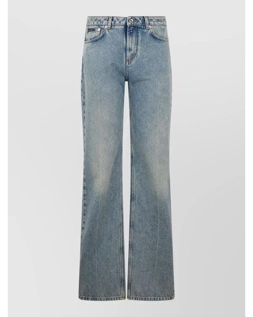 Dolce & Gabbana Blue High Rise Flared Wide Leg Denim