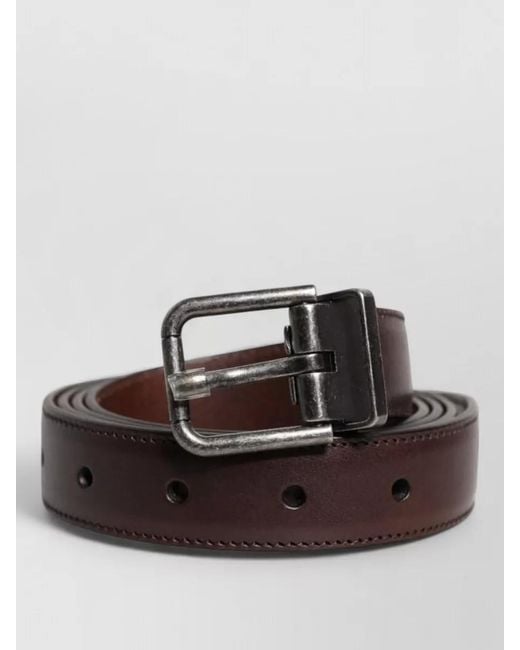 Dolce & Gabbana Brown Leather Belt Metal Buckle Adjustable for men
