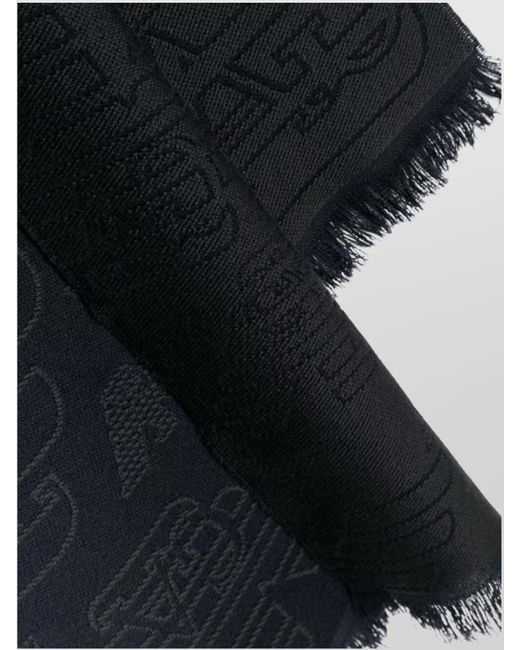Emporio Armani Blue Wool Scarf Logo Pattern for men