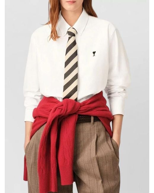 AMI Natural Tailored Long Sleeve Shirt Straight Hem