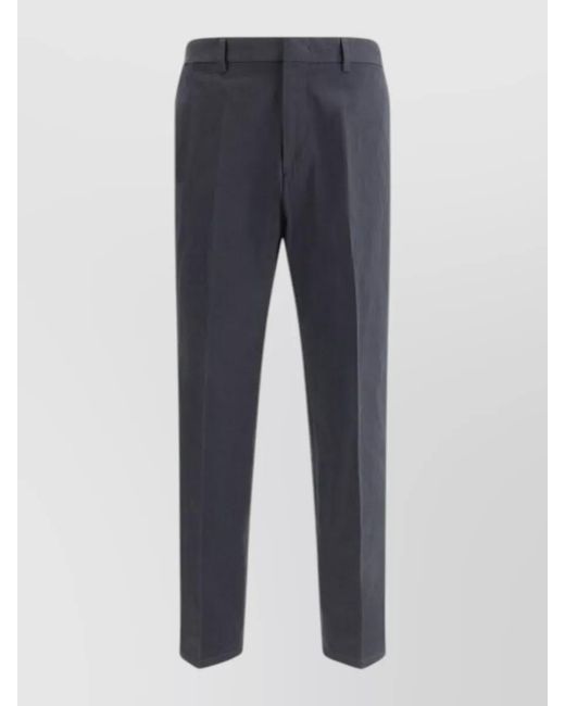 Jil Sander Blue Cotton Straight-Leg Trousers for men