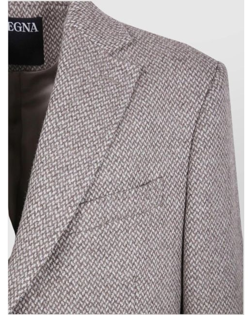 Zegna Gray Cashmere And Wool Long Overcoat for men
