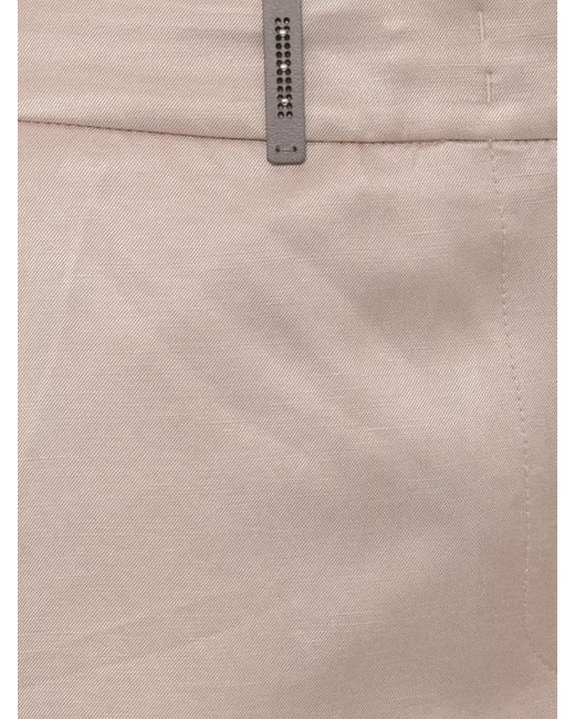 Peserico Natural Wide Leg Linen Trousers Side And Back Pockets