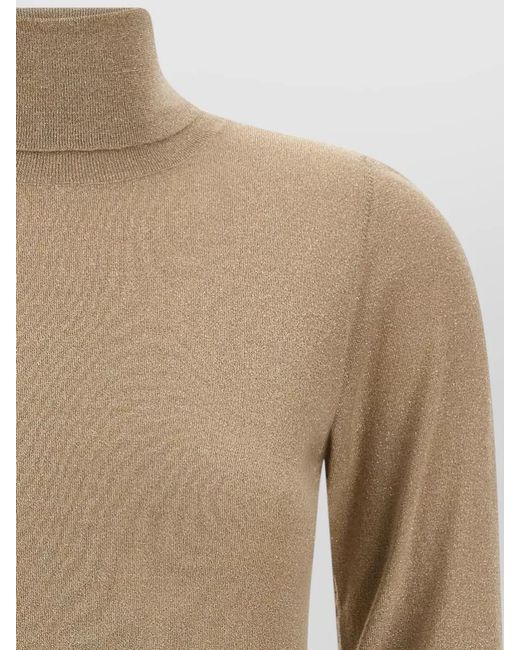 Brunello Cucinelli Natural Turtleneck Sweater Cashmere Silk Sparkle