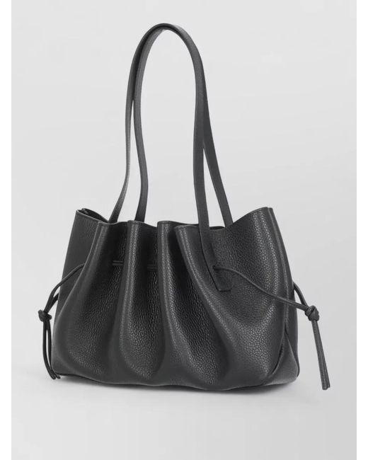 Yuzefi Black Asif Leather Draped Bucket Bag