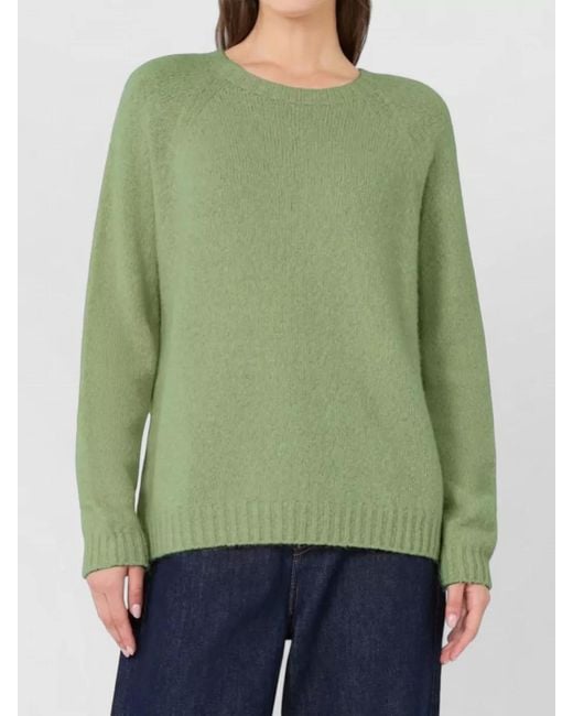 Weekend by Maxmara Green Knit Top Raglan Sleeves Ribbed Trim