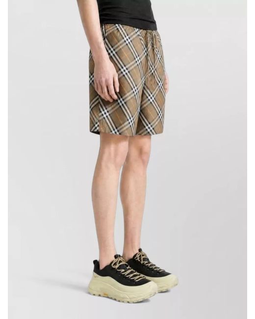 Burberry Gray Check Pattern Knee Length Quick Dry Shorts for men