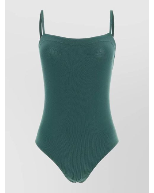 Eres Green Microfiber Straight Neckline One-Piece Swimsuit