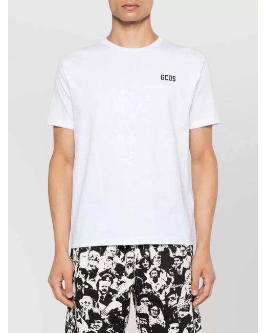 Gcds White Regular Fit Logo T-Shirt With Rubber Detail for men