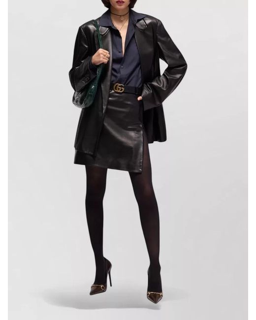 Gucci Black Leather Mini Skirt