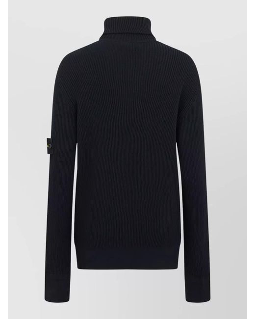 Stone Island Blue Turtleneck Knit Top Long Sleeves for men