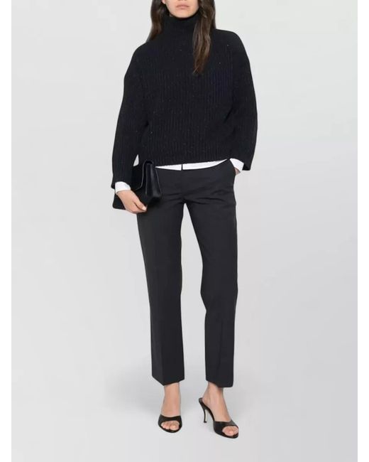 Brunello Cucinelli Blue Wool Tailored Trousers High Waist Slim Fit