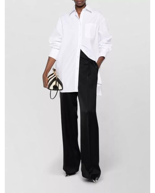 Sportmax White Cotton-Blend Pleated Shirt