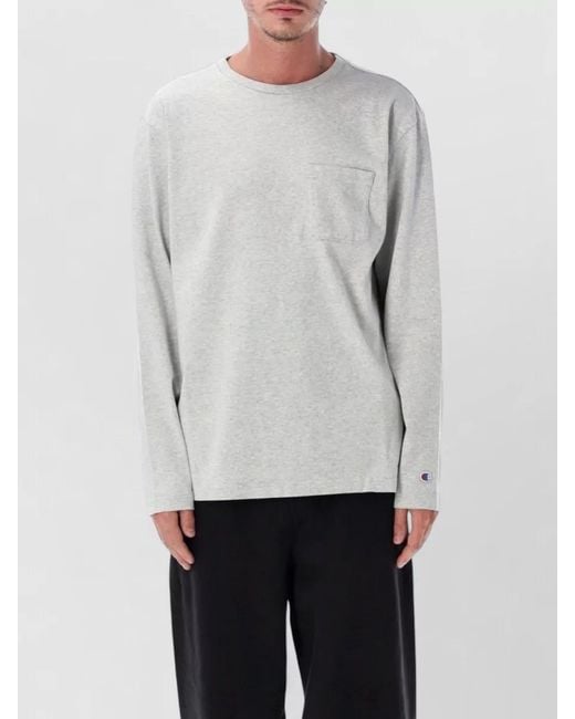 Champion Gray Reverse Weave Long Sleeve Patch Pocket T-Shirt for men
