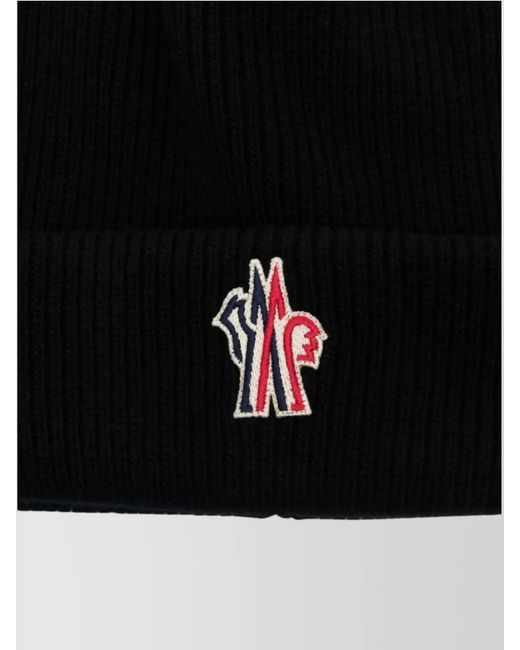 Moncler Black Ribbed Texture Hat Turn-Up Brim for men