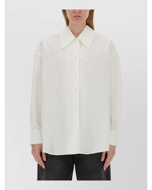 YMC White Long Sleeve Lena Shirt Large Collar