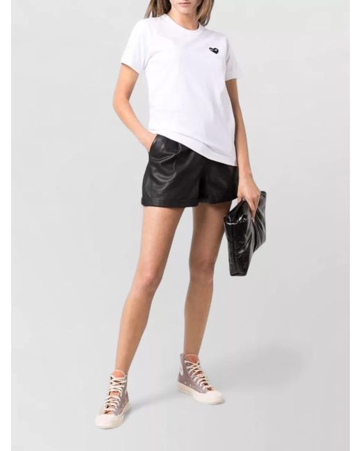 Comme des Garçons White Crew Neck Jersey Top Heart Motif