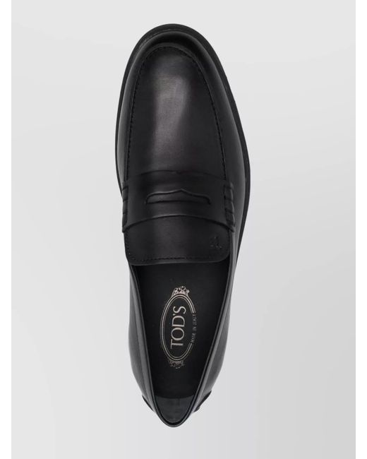 Tod's Black Leather Loafers Penny Strap for men