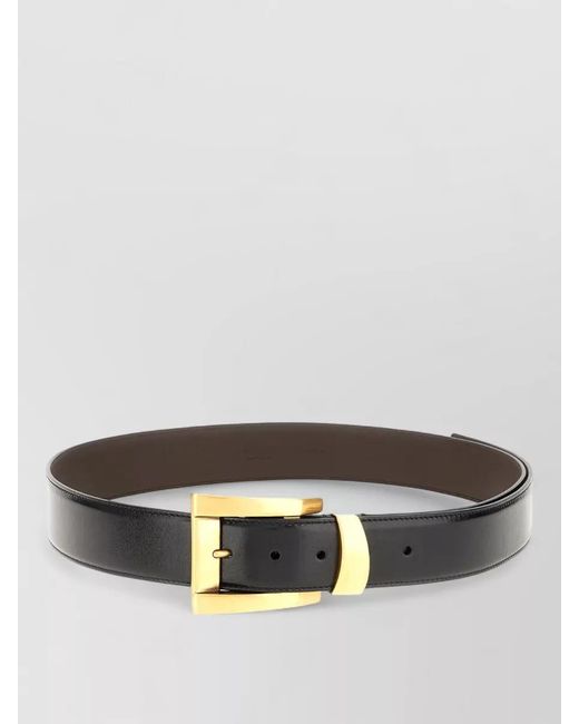 Versace Gray Adjustable Length Belt Rectangular Metal Buckle for men
