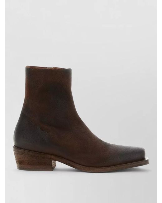 Marsèll Brown Tex Ankle Boots Block Heel Square Toe for men