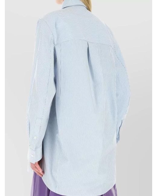 Bottega Veneta Blue Embroidered Oversized Shirt