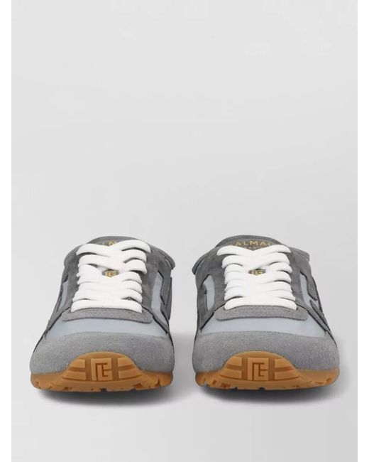 Balmain Metallic Low Top Sneakers Round Toe Suede Panels for men