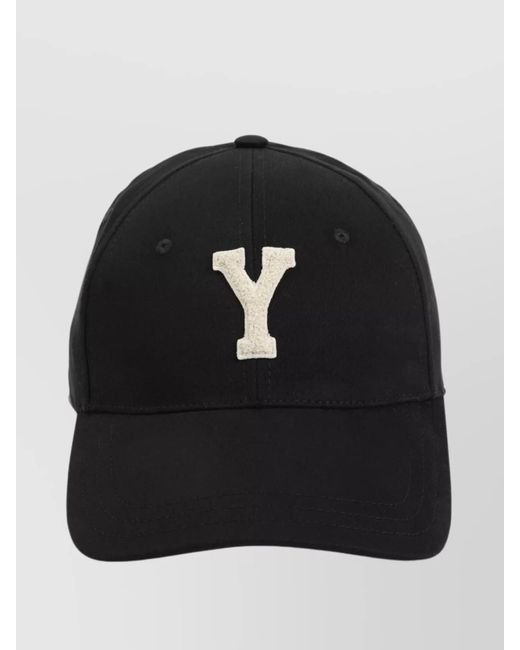Saint Laurent Black Cotton Logo Baseball Cap for men