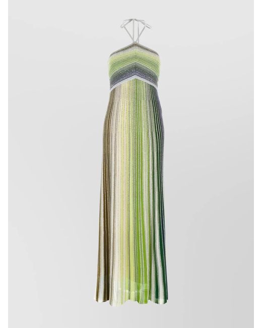 green missoni dress Sequin Long Striped Pattern in angel