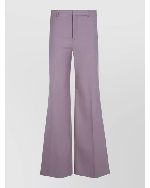 Chloé Purple Flare Leg Trousers Belt Loops Pockets