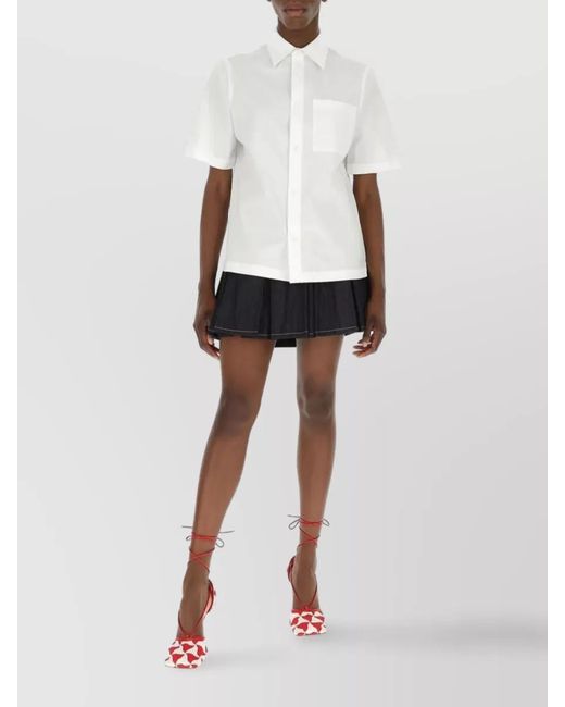 Bottega Veneta Blue Denim Pleated Mini Skirt