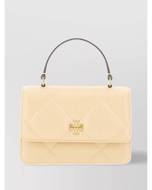 Tory Burch Natural Quilted Top Handle Chain Strap Shoulder Bag