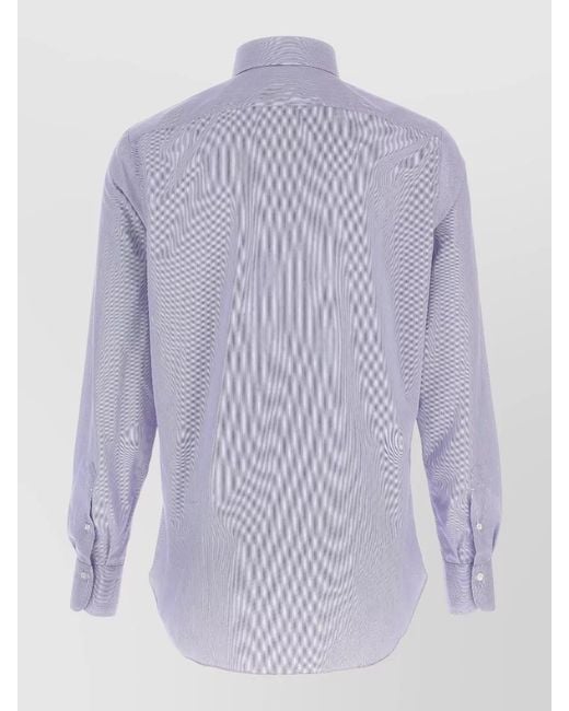Finamore 1925 Purple Napoli Long Sleeve Button Collar Shirt for men