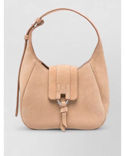 Hogan Natural Leather Shoulder Bag Suede Finish Strap