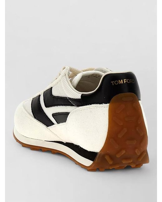 Tom Ford White Leather Panel Low-Top Sneakers for men