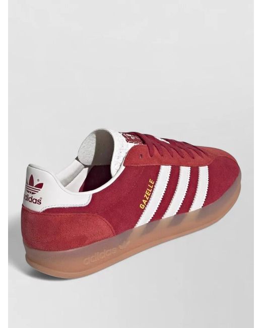 Adidas Originals Red Suede Sneakers Contrast Stripes Rubber Sole for men