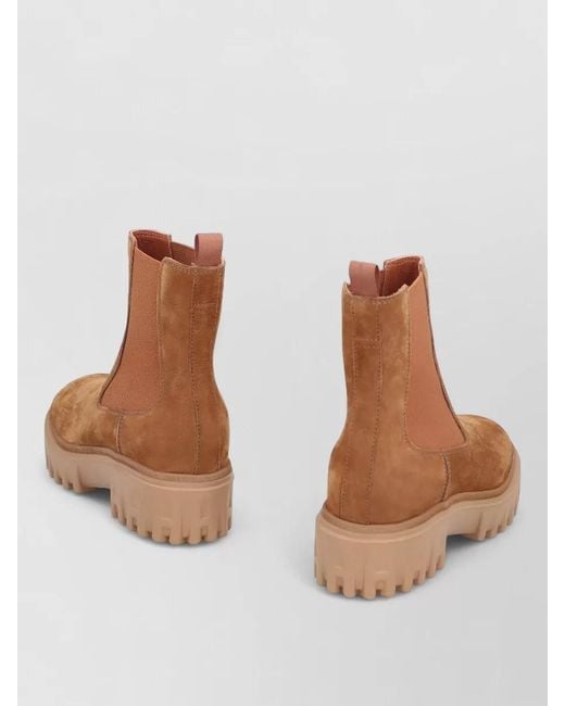 Hogan Brown Nubuck Lace Up Chelsea Ankle Boots