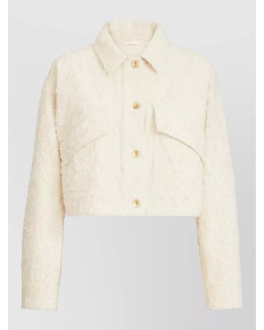 Brunello Cucinelli Natural Tailored Cropped Jacket Long Sleeves Collar