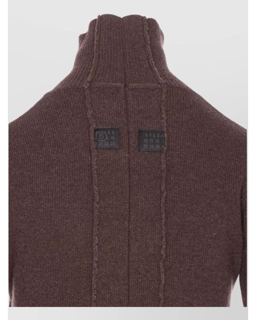 MM6 by Maison Margiela Purple Wool Knit High-Neck Long-Sleeve Knee-Length Dress