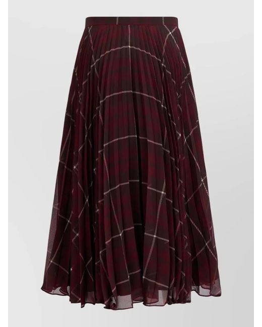 Max Mara Purple Checked Pleated Maxi Skirt
