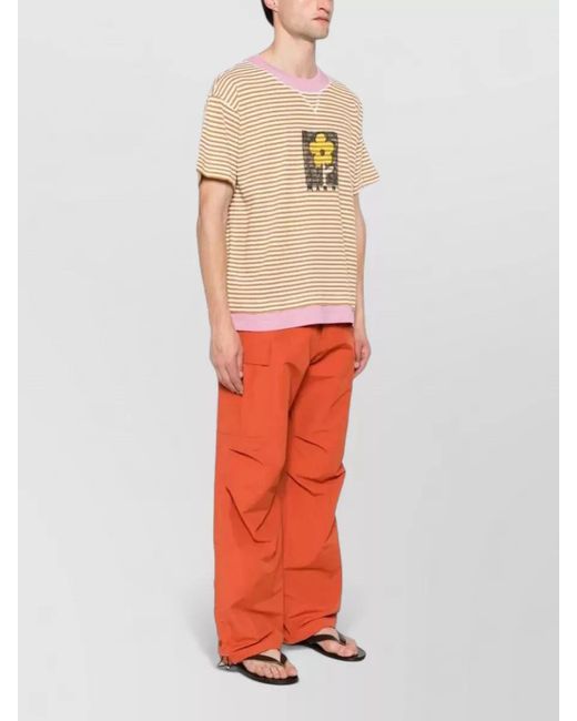 Marni Natural Striped Floral Front Short Sleeve Top for men