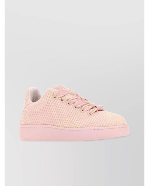 Burberry Pink Striped Pattern Low-Top Sneakers With Textured Finish