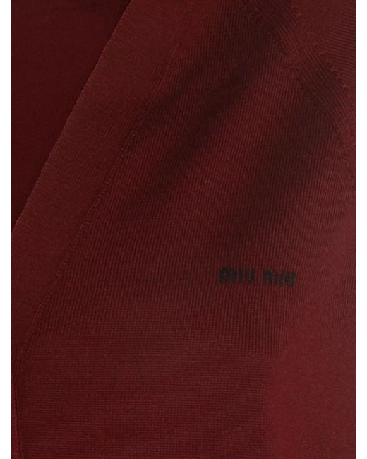 Miu Miu Knit Cardigan Cuff Detail And Structured Hem