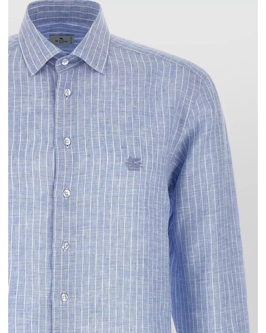 Etro Blue Striped Linen Shirt for men