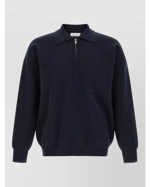 Roberto Collina Blue Merino Wool Knit Polo Long Sleeve for men