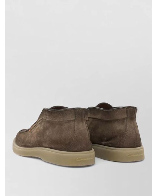 Santoni Brown Suede Leather Loafers for men