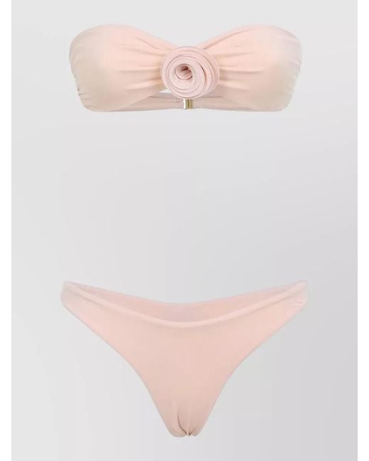 LaRevêche Pink Vesna Bandeau Bikini Top And Slip