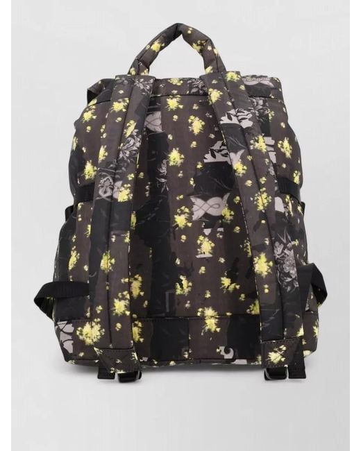 Ganni Gray Floral Backpack Top Handle Adjustable Straps