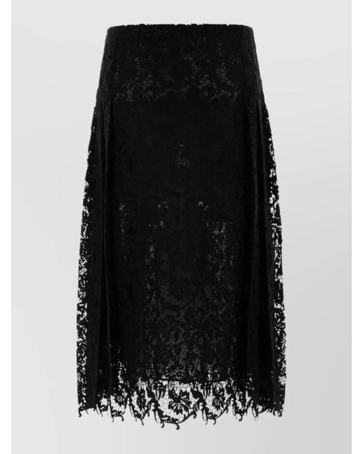 Fendi Black Macrame Lace Skirt Sheer Overlay Design