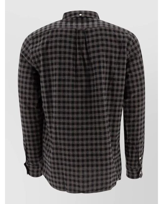 Beams Plus Black Button Down Shirt Gingham Check Shaggy for men